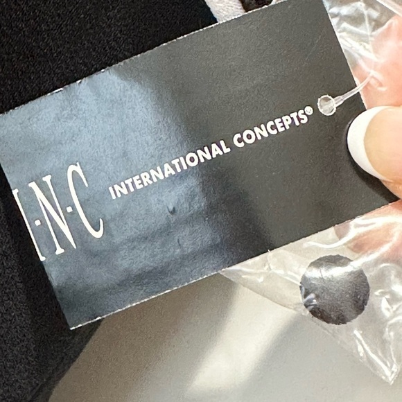 INC Contrast Piping Halter Jumpsuit Black White Stripe Straight Leg Large Chic - Picture 10 of 15